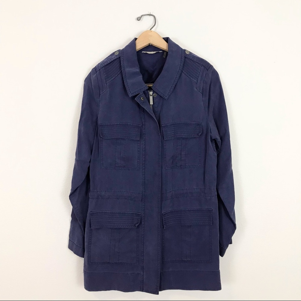 Soft Surroundings Utility Jacket Blue Oversized XS Extra Small